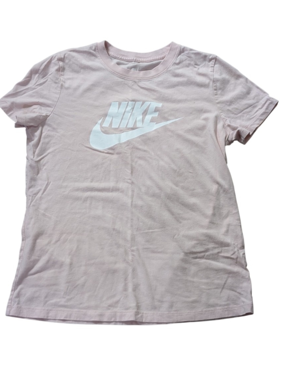 Nike Women's Light Pink Tee with White Swoosh Logo Size Medium